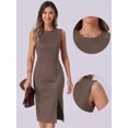 thumbnail image 2 of DARING DIVA Faux Suede Sleeveless Split Hem Dress Small Coffee, 2 of 6