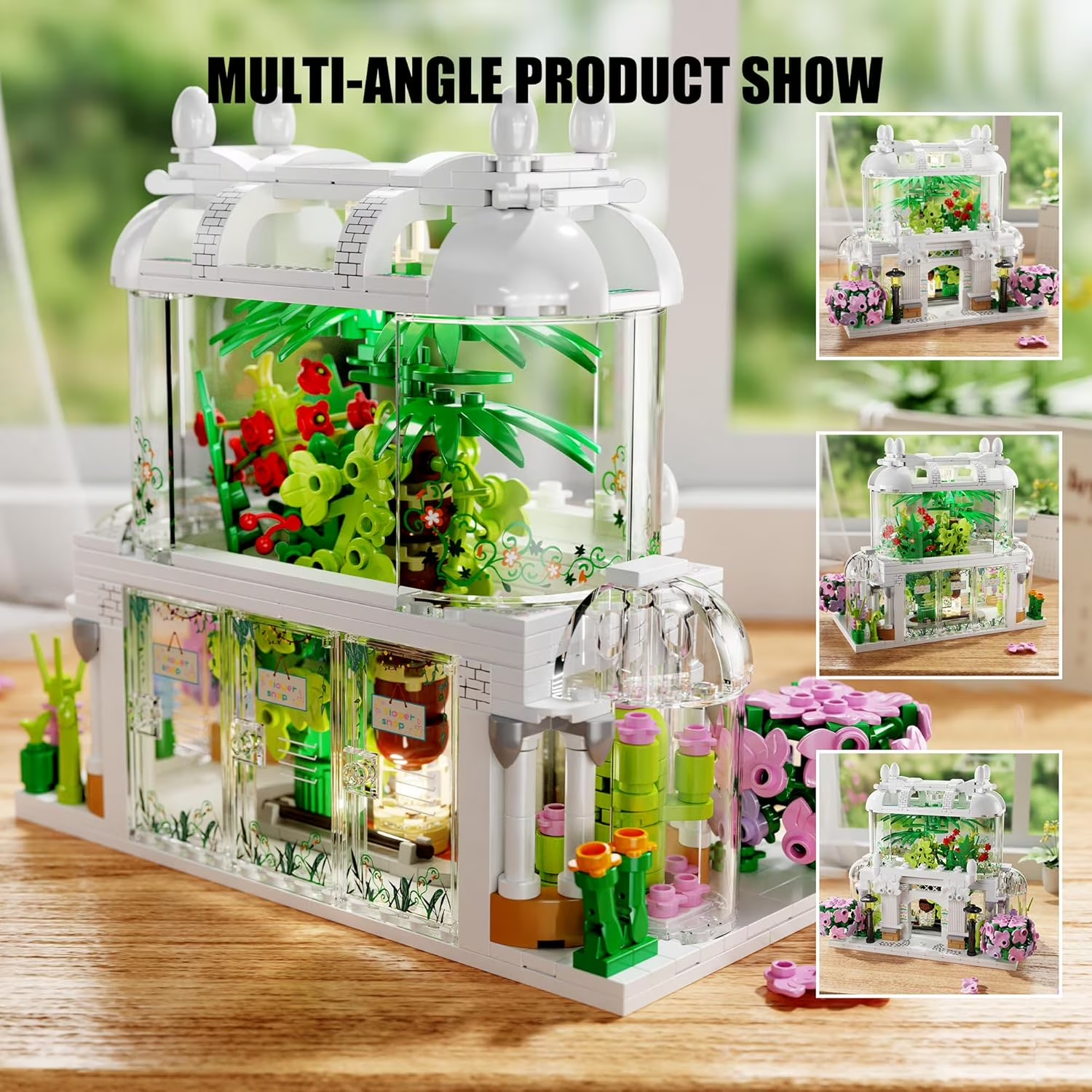 LED Flower House Building Kit, Greenhouse Botanical Model for Hobbyists & Home Decor