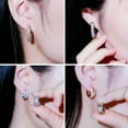 thumbnail image 4 of CZ Square Round Huggie Hoop Earrings for Women Wedding 585 Gold Plated Jewelry, 4 of 9