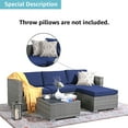 thumbnail image 4 of JOIVI 5 Pieces Outdoor Patio Furniture Set, All Weather PE Gray Wicker Rattan Sectional Furniture Set with Coffee Table, Navy Blue, 4 of 7