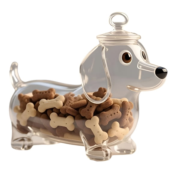 ACDANC Decorative Dachshund Glass Cookie Jar Airtight Storage for Pet Treats and Snacks, Unique Kitchen Decor