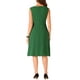thumbnail image 3 of Vestido de trabajo con cintura ajustable INSPIRE CHIC para mujer, vestido midi sin mangas de cuello barco, color verde oscuro, talla S, 3 of 6