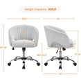 thumbnail image 2 of TYUIOP Velvet Swivel Vanity Chair with Back Upholstered Home Office Desk Armchair with Wheels Small Desk Chair for Bedroom Light Gray, 2 of 10