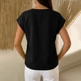 thumbnail image 6 of MEICHEN Women's Cotton Linen T Shirt Short Sleeve Wrap Style V Neck Top Casual Loose Fit Top Womens Summer Essentials Tops, 6 of 8