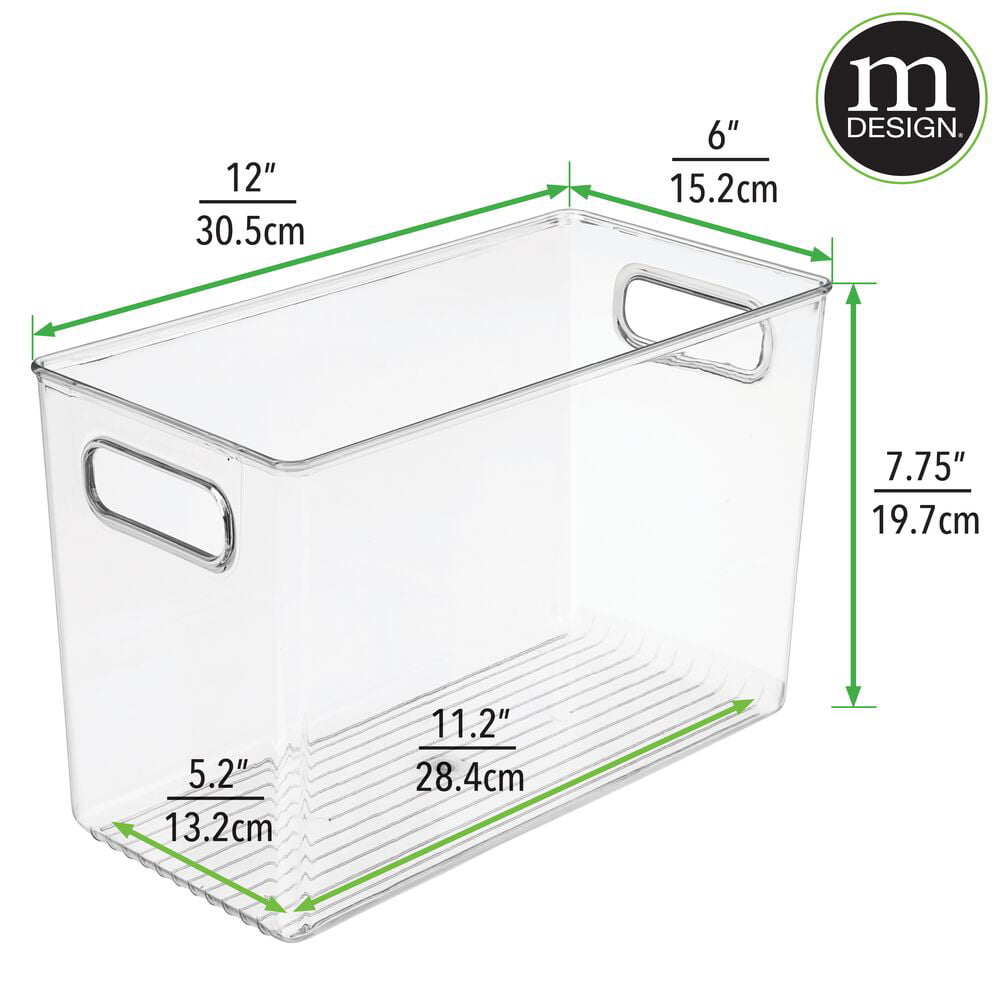 25.4 cm x 15.2 cm x 12.7 cm mDesign Office Organizer Bins for Pens Pencils Pack of 4 Clear Tape Note Pads Staples 