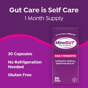 MiraGUT Daily Probiotic, Probiotics for Digestive Health (1 Month Supply), Gluten-Free Supplement, Probiotic for Women and Men, Support Overall Digestive Health, 30 Ct