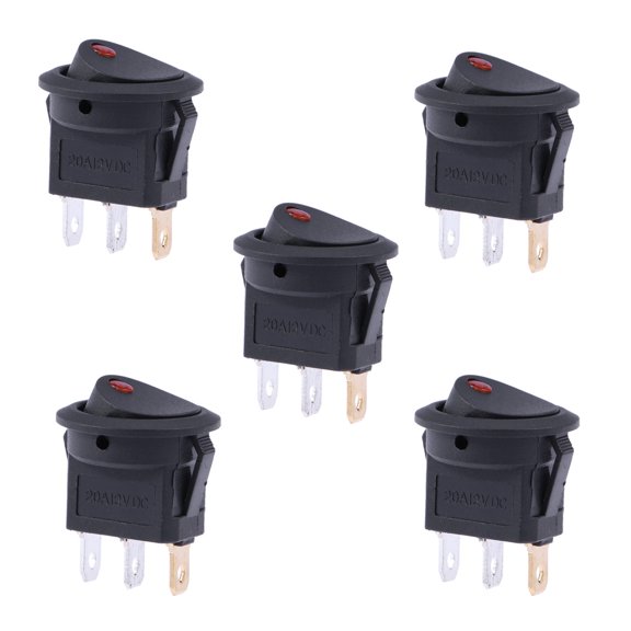 5 Pcs 12V LED Round Switch LED Push Button Switch 3 Pin Rocker on off on Rocker Dpdt Rocker 12V Car