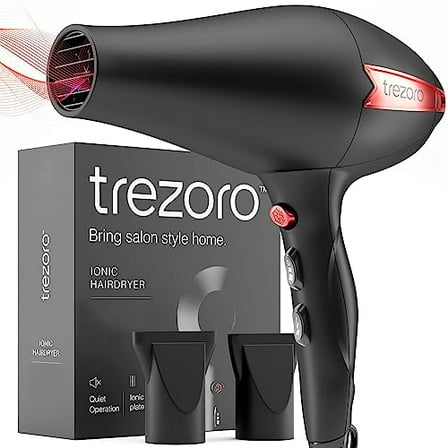 Professional 2200W Ionic Salon Hair Dryer - Professional Blow Dryer - Lightweight Travel Hairdryer for Normal & Curly Hair Includes Volume Styling Nozzle