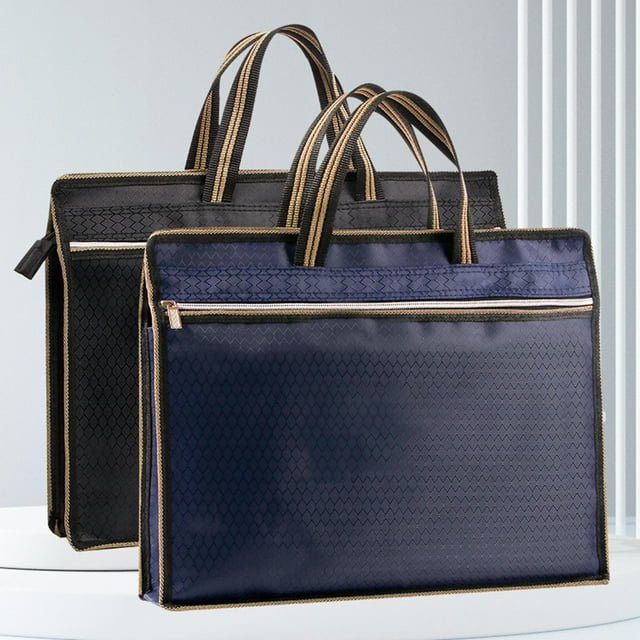 Musbetu Portable Briefcase with Handle Anti-stain Oxford Cloth Meeting Time Laptop Notebook Storage Handbag Daily Use