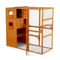 thumbnail image 2 of Pefilos 76" Outdoor Cat House for Large, Wood Kitty Catio Enclosure Cat Cage Condo Indoor with Platforms, Orange, 2 of 9