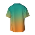 thumbnail image 5 of KLL Orange To Teal Gradient1 Print Men's Shirt Short Sleeve Button Down Summer Cuba Beach Shirts- Medium, 5 of 5