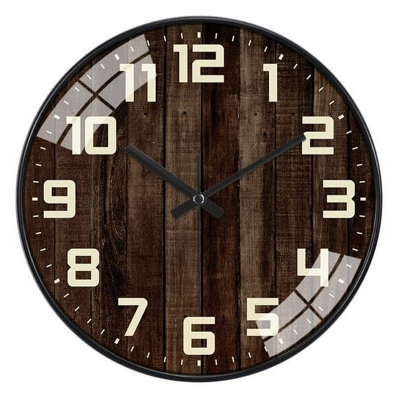SUTENGDA Wall Clock Precision Atomic Wall Clock 12-Inch Silent Non-Ticking Round Rustic Style Perfect Bedroom and Living Room Decor