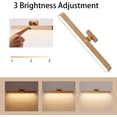 thumbnail image 4 of Lámpara de pared de madera Led, giratoria de 360 ​​° y magnética, luces de pared que funcionan con pilas, luz nocturna Led regulable recargable por USB para lectura, 4 of 5