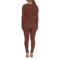 thumbnail image 2 of Naked Wardrobe BROWN Women's Long Sleeve Key Hole Jumpsuit, US XL, 2 of 2