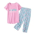 thumbnail image 3 of WCJM Pink Women's Cotton Pajama Set Cute 2 Piece Set Comfy Summer V Neck Short Sleeve Shirt Capri Sleepwear, 3 of 3
