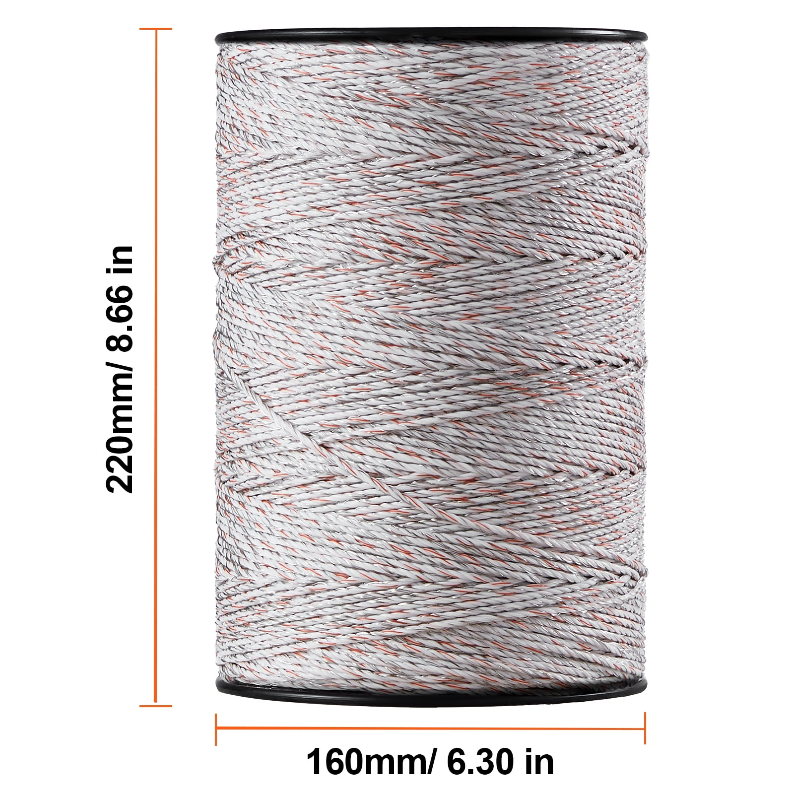 KFFKFF Electric Fence Wire, 2625Ft 800M Portable Polywire, 3/32" Diameter with 9 Metal Strands for Conductivity, UV and Rust Resistance, Fencing Rope for Horses, Cattle, and Livestock