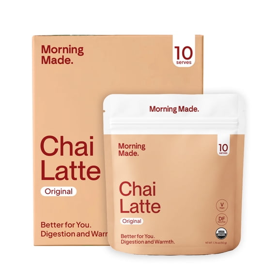 Morning Made Premium Blend Organic Chai Latte Powder, Original, 10 Servings