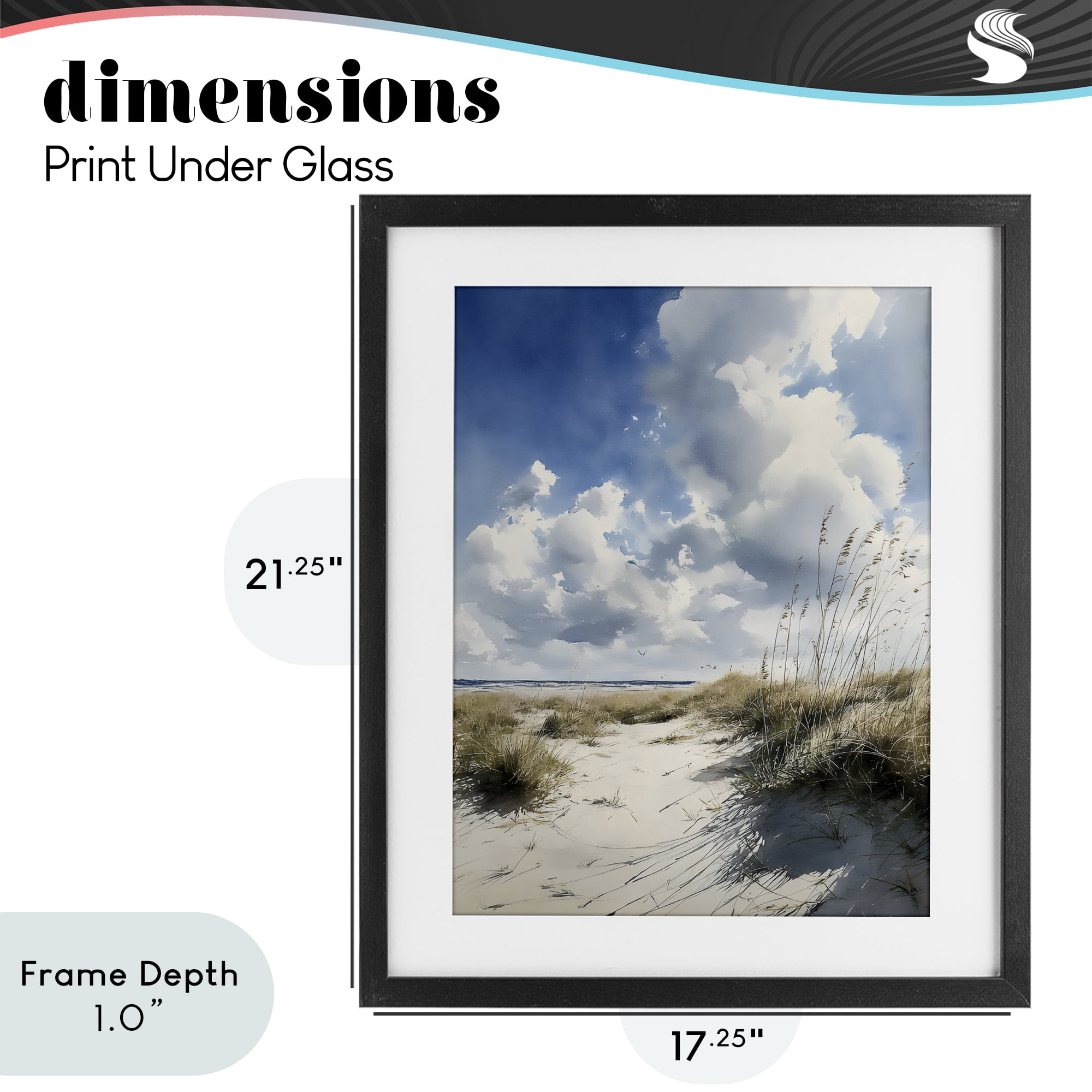 Stupell Industries Dunes In The Sunshine Black Framed Print Under Glass, design by Franklyn Gregory