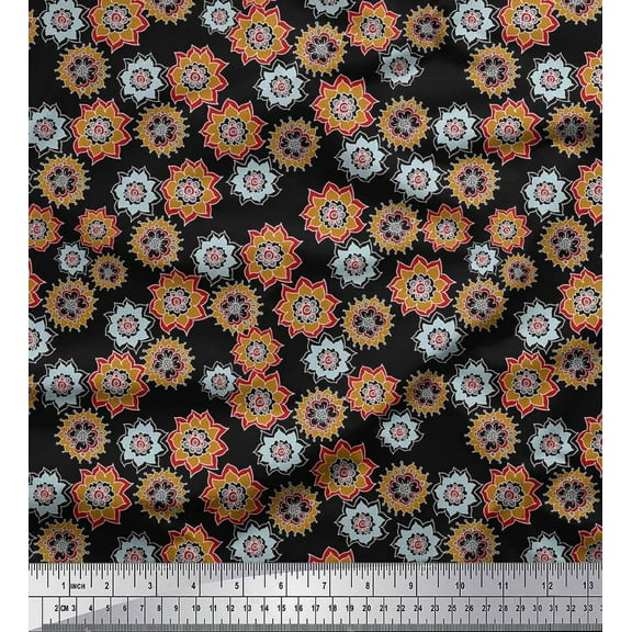 Soimoi Cotton Duck Fabric Flower Artistic Fabric Prints by Yard 42 Inch Wide