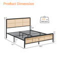 thumbnail image 3 of GloryStar Rattan Platform Bed Frame with LED Lights, Boho Headboard and Heavy Duty Steel Support for Bedroom, 3 of 3