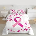 thumbnail image 2 of Feelyou Breast Cancer Awareness Full Size Comforter Sets, Kawaii Butterfly Animal Bedding Comforter Set, Teen Kid Women Girl Reversible Bedding Sets, Microfiber Bedroom Decor, 3 Pieces, 2 of 8