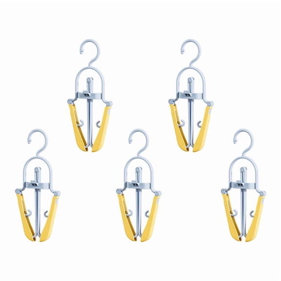 Foldable Travel Hangers, 5 Pack Multi-Functional Collapsible Clothes Hangers, Space Saving for Suitcase, No Crease, Lightweight, with Anti-Slip Pants Clips, for Hotel, Home, Dorm(Blue)