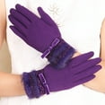 thumbnail image 2 of Weikingp Warm Gloves Women Handmade Gloves Winter Hand Warmers Stylish Gloves Ladies Gloves Warm Knitted Embroidered Warm Knit Gloves () Purple Polyester, 2 of 4