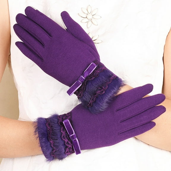 IDALL Gloves for Cold Weather,Winter Gloves Women Handmade Gloves Winter Hand Warmers Stylish Gloves Ladies Gloves Warm Knitted Embroidered Warm Knit Gloves Gloves for Women,Cycling Gloves Purple