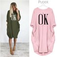 thumbnail image 4 of Yanluna Robe d'Été Ample pour Femmes C'est OK Ne t'Inquiète Pas Imprimé Col Rond Manches Longues Poche Confortable Décontractée Grande Taille, 4 of 7