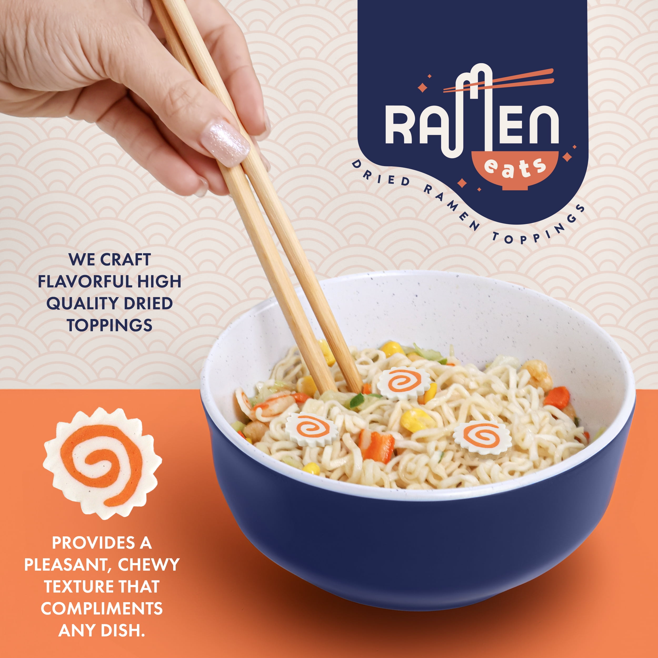Ramen Eats BIG Size Dehydrated Japanese Fish Cake Narutomaki Noodle Soup Topping Pantry Cooking Pantry Camping Emergency 3 OZ