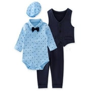 Baby Boys Gentlemen 4-Piece Tuxedo Suit Formal Wear Outfit (80/6-12 Months)