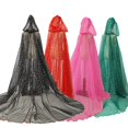 thumbnail image 6 of Yvsxxv 1Pc Green Starry Glitter Hooded Cloak Shiny Formal Outerwear for Women Men, 6 of 7