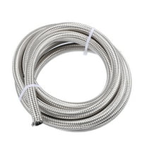 Unique Bargains 8ft 6AN Fuel Hose AN6 Universal Car Braided Stainless Steel CPE Oil Fuel Gas Line Hose Silver Tone