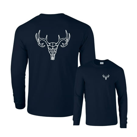 Deer Long Sleeve T-Shirt Skull Antlers Hunting (Best Big Game Hunting Clothing)