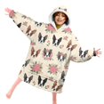 thumbnail image 4 of Boston Terrier and Roses Cream Pattern Lamb Fleece Blanket Hoodies for Teens ,Teens Oversize Sherpa Wearable Hooded Blanket Sweatshirt with Super Pockets, 4 of 6