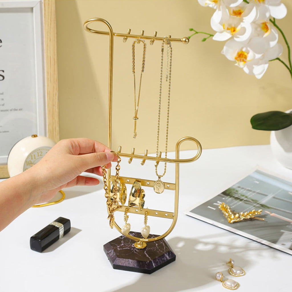 Oasiva Jewelry Organizer Holder for Earrings Necklaces Bracelets Marble Base Earring Display Stand Hanger U-Shape Display Rack