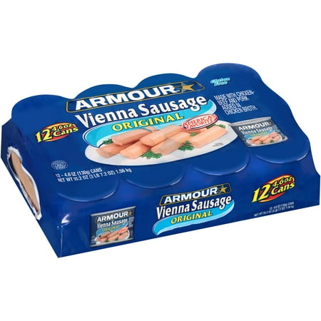 (12 Cans) Armour Original Vienna Sausage, 4.6 oz (Best Deli Meat Brands)