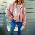 thumbnail image 2 of IROINNID Shearling Jacket for Women Winter Fall Button Down Y2K Shearling Jacket Warm Casual Fuzzy Trendy Jacket with Pocket,Pink, 2 of 5