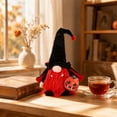 thumbnail image 6 of Vampire Faceless Gnome Halloween Decorations Soft Plush Tabletop Figurine with Pumpkin Cutout for Tiered Tray Mantel Indoor Halloween Party Gothic Home Decor, 6 of 7