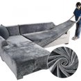 thumbnail image 1 of Fundas de terciopelo para sofá en forma de L de felpa para el hogar, fundas de sofá elásticas para sala de estar, funda de sofá elástica para esquina Chaise Longue, 1 of 5