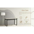thumbnail image 4 of 51" Modern Minimalist Rectangular Glass Dining Table, for 4-6 People, 0.31" Tempered Glass Top, Black Chrome Metal Legs, Also Writing Desk, for Kitchen/Dining/Living Room, 4 of 8