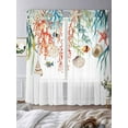 thumbnail image 3 of Summer Coastal Sheer Curtains 84 Inch Long 2 Panels, Coral Seaweed Shell Starfish Fish Nautical Light Filtering Rod Pocket Semi Sheer Curtains, Sheer Voile Drapes for Living Room Bedroom, 52"x84", 3 of 5