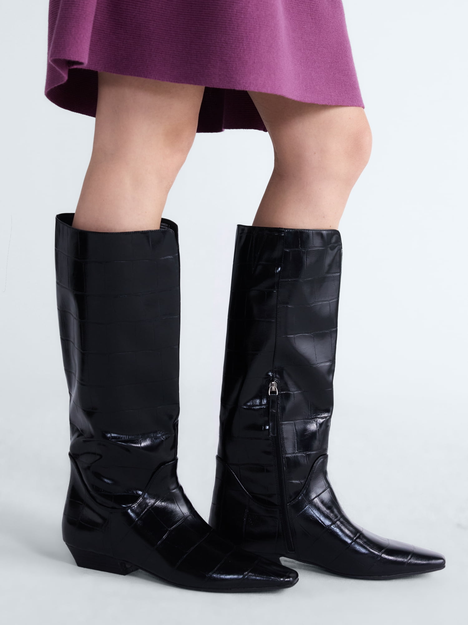Scoop Women's Faux Croc Flat Tall Boots
