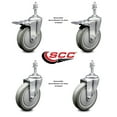 thumbnail image 2 of 5 Inch Gray Polyurethane Swivel 3/8 Inch Stem Caster Set 2 Total Lock Brake SCC, 2 of 2