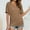 Khaki, variant on USSUMA Womens Tank Tops Women's Fashion Casual T-shirt Solid V-neck Sleeve Side Pleated Top Short Sleeve Elegant Festive Fashion Khaki Polyester XXL