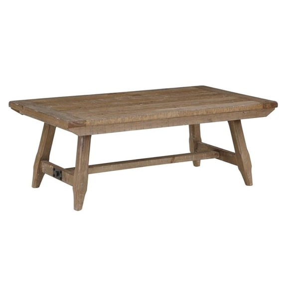 Pemberly Row Farmhouse Engineered Wood Coffee Table in Brown