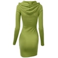 thumbnail image 3 of Doublju Women's Long Sleeve Slim Fit Henley Neck Hoodie Mini Dress, 3 of 4