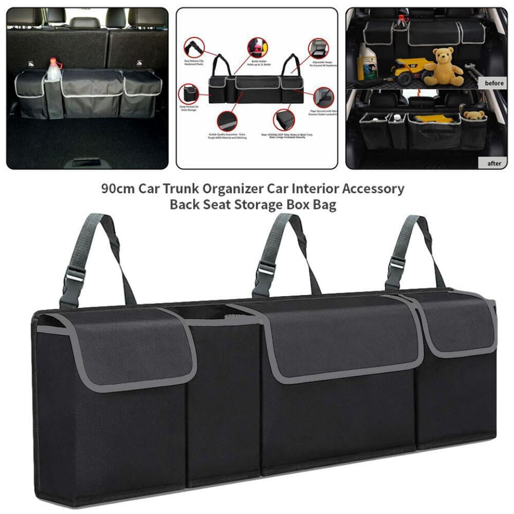 Oufan Car Trunk Organizer, Backseat Hanging Organizer for SUV, Seat Back Car Organizer Storage Bag with 4 Large Pockets, Free Your Trunk Floor Space, Black