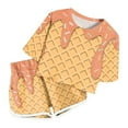thumbnail image 2 of MIXUE Toddler Girls Outfit Sets Kids Summer Ice Cream Print Crew Neck Short Sleeve T Shirts Tops And Shorts 2 Piece Pajamas Outwear,Orange,6-7 Years, 2 of 4