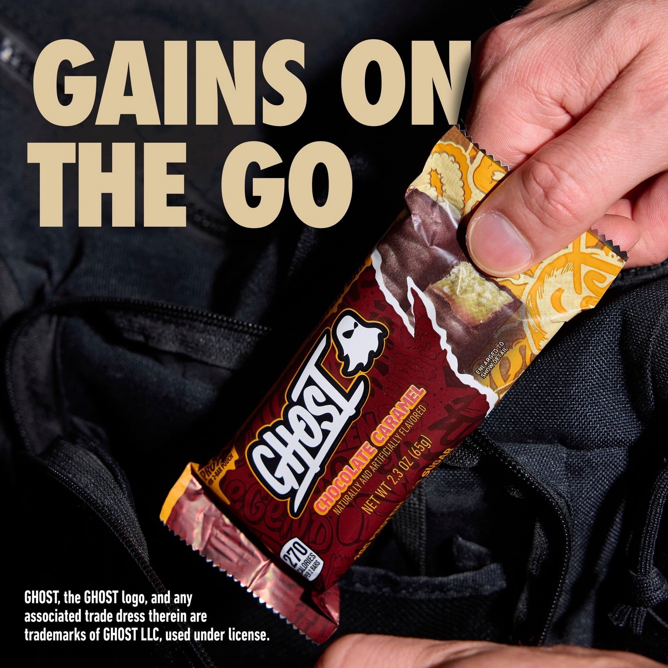 (8 pack) GHOST PROTEIN BAR, CHOCOLATE CARAMEL Flavor, 20G Protein, 2G Sugar, 4 Ct, 9.2 oz